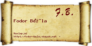 Fodor Béla névjegykártya